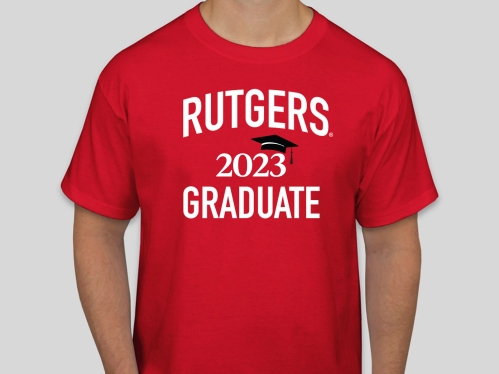 2023 grad cap rutgers graduate red t-shirt