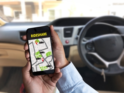 Rideshare app on a cell phone
