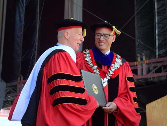 Mark Angleson receives honorary degree from President Holloway