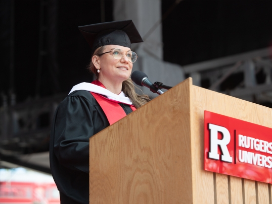 Gloria K. Vanderham, chair of the Rutgers University Alumni Association Board of Directors welcomes the Class of 2025 as the university’s newest alumni 